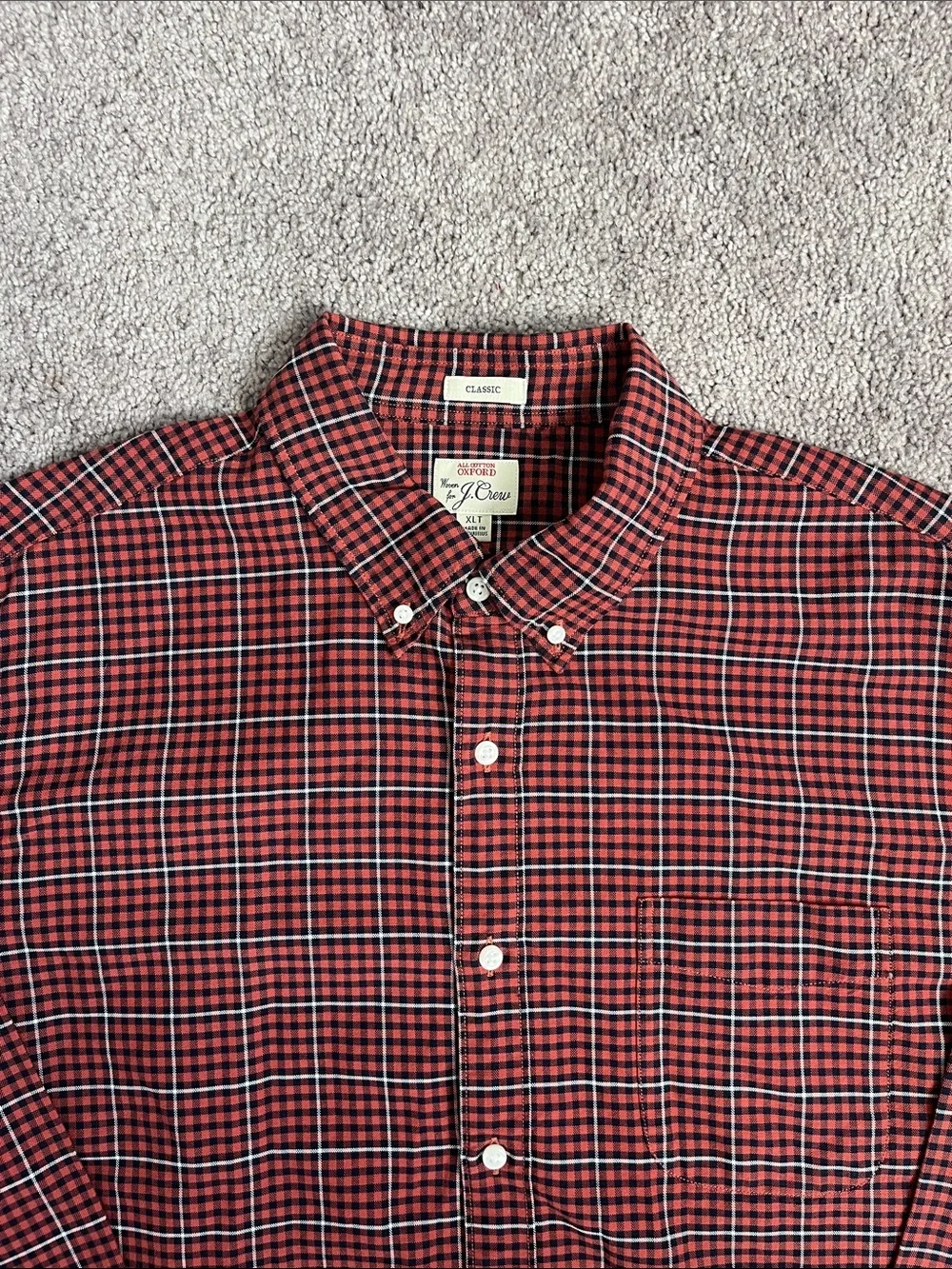 J. Crew Red Plaid Button-Down Shirt